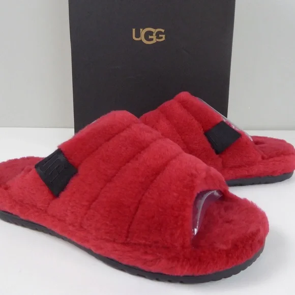 UGG Fluff You UGGPlush Wool Blend Slide Sandals Slippers Sheepskin Treadlite NIB UGG FLUFF UP SLIDE SLIPPER MEN SIZE 9 US SAMBA RED SHEEPSKIN  main image 4